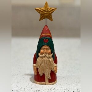 Signed James Haddon Carved Wood Santa with Star
